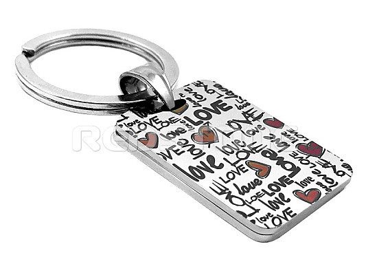 Oceľová kľúčenka love s textom